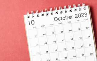 Calendar showing the month of October